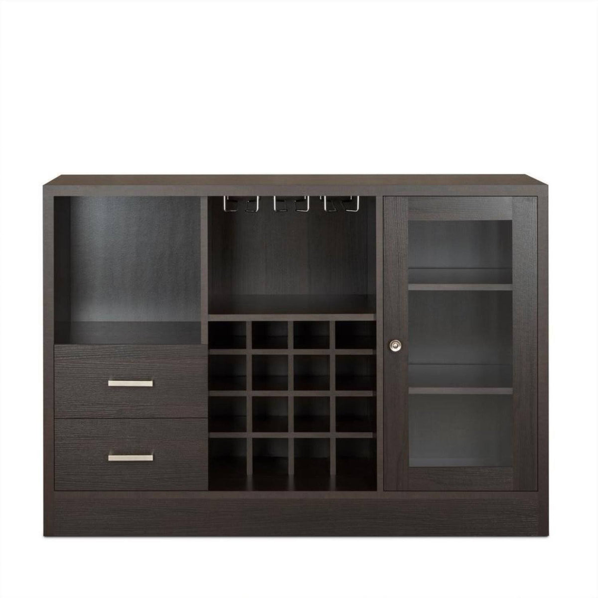 Espresso Brown Wooden Server with Two Drawers Z6008