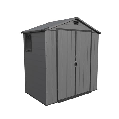 Dark Grey 6 x 8 FT Plastic Outdoor Storage Shed with Floor L841526