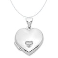 Sterling Silver Polished Rhodium-Plated CZ Heart Locket Pendant with Sterling Silver Cable Chain Necklace 20'' N398647
