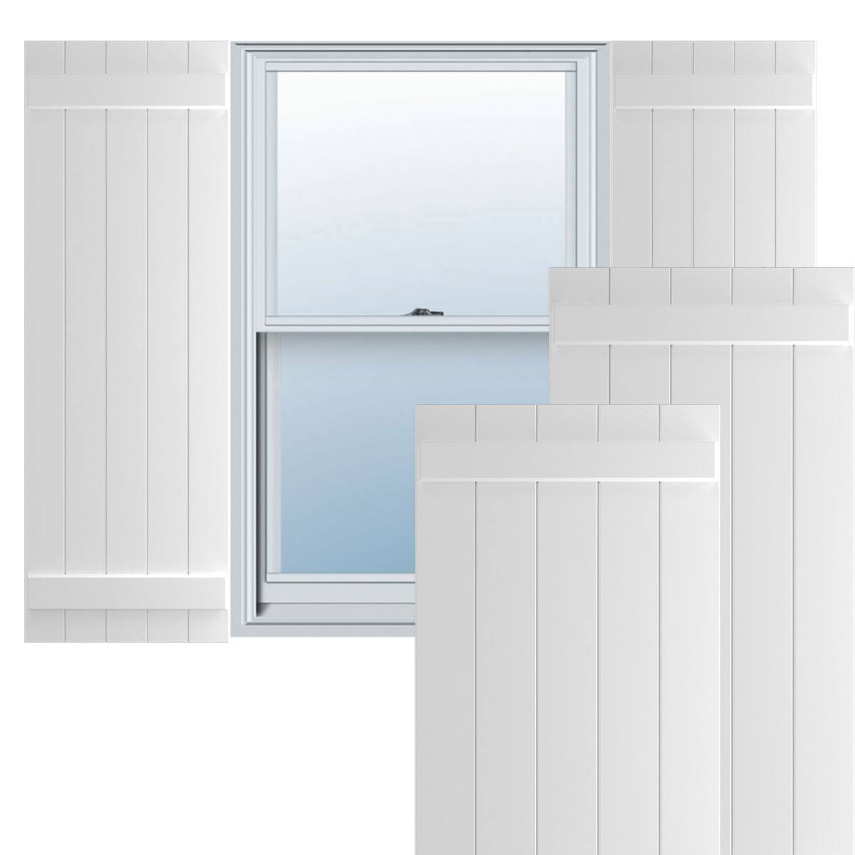 White Composite Board-n-Batten Shutters, Per Pair M9566