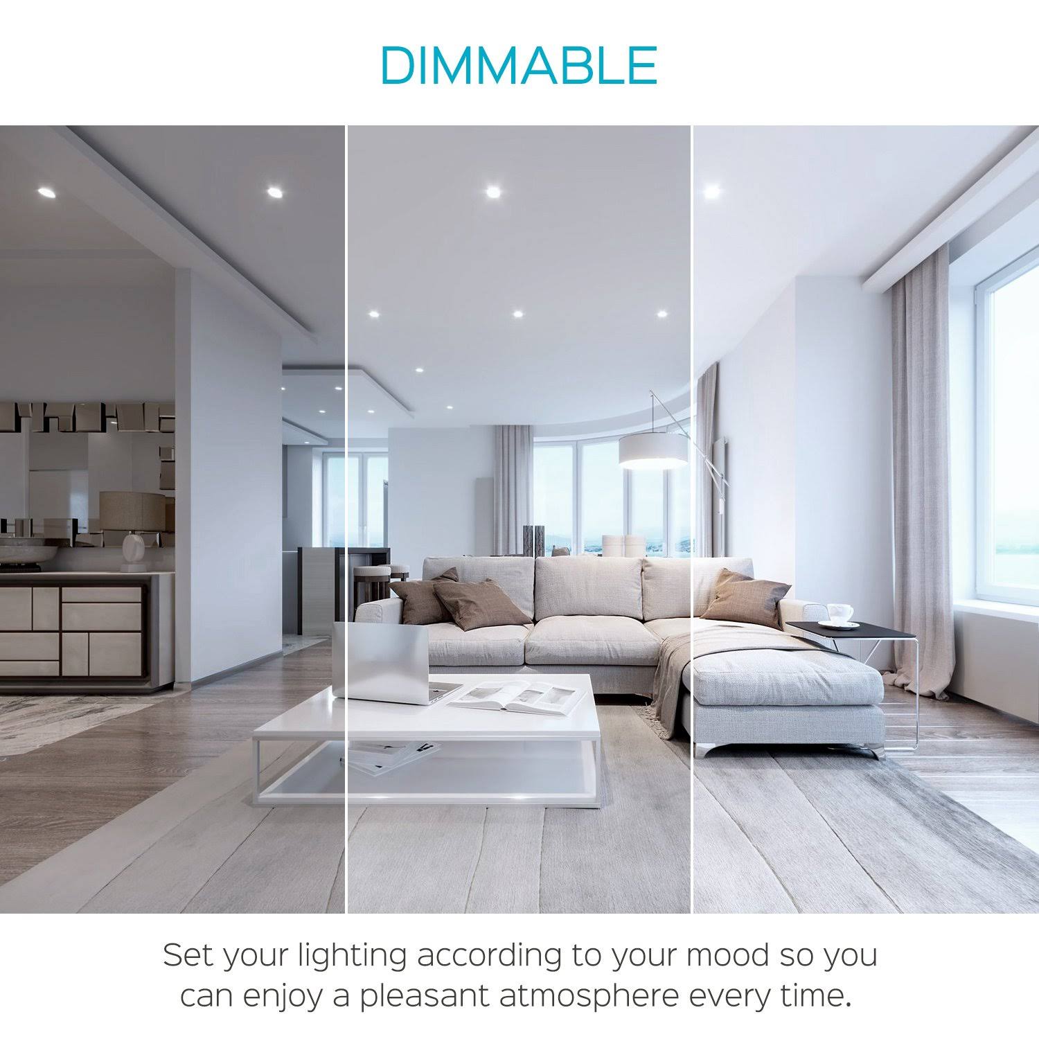 4 inch Square Ultra Thin LED Recessed Light with Junction Box, 10W, 5000K Dimmable, 650 Lumens M5874