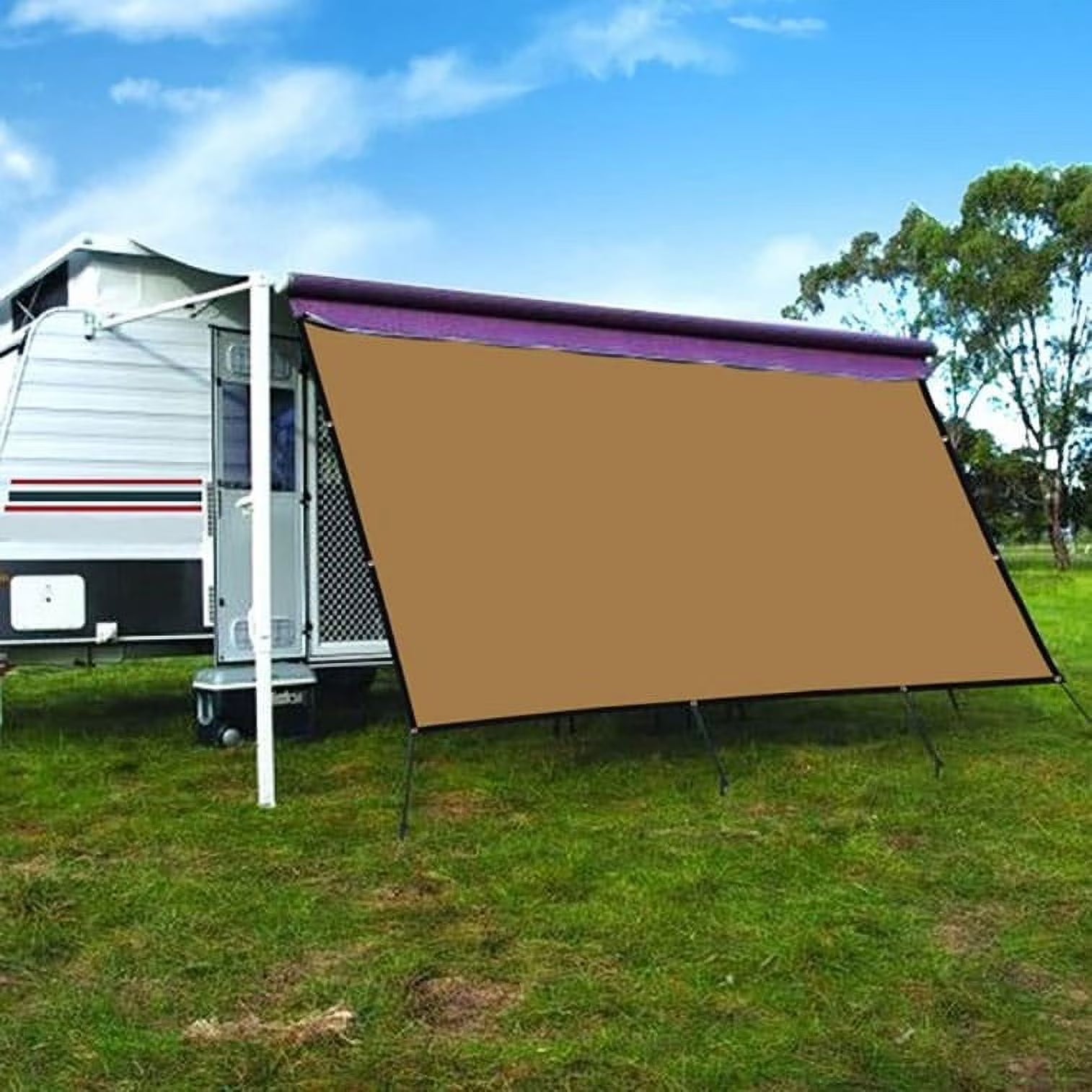 Coffee Awning Privacy Screen Shade Panel Kit 10ftx20ft X128