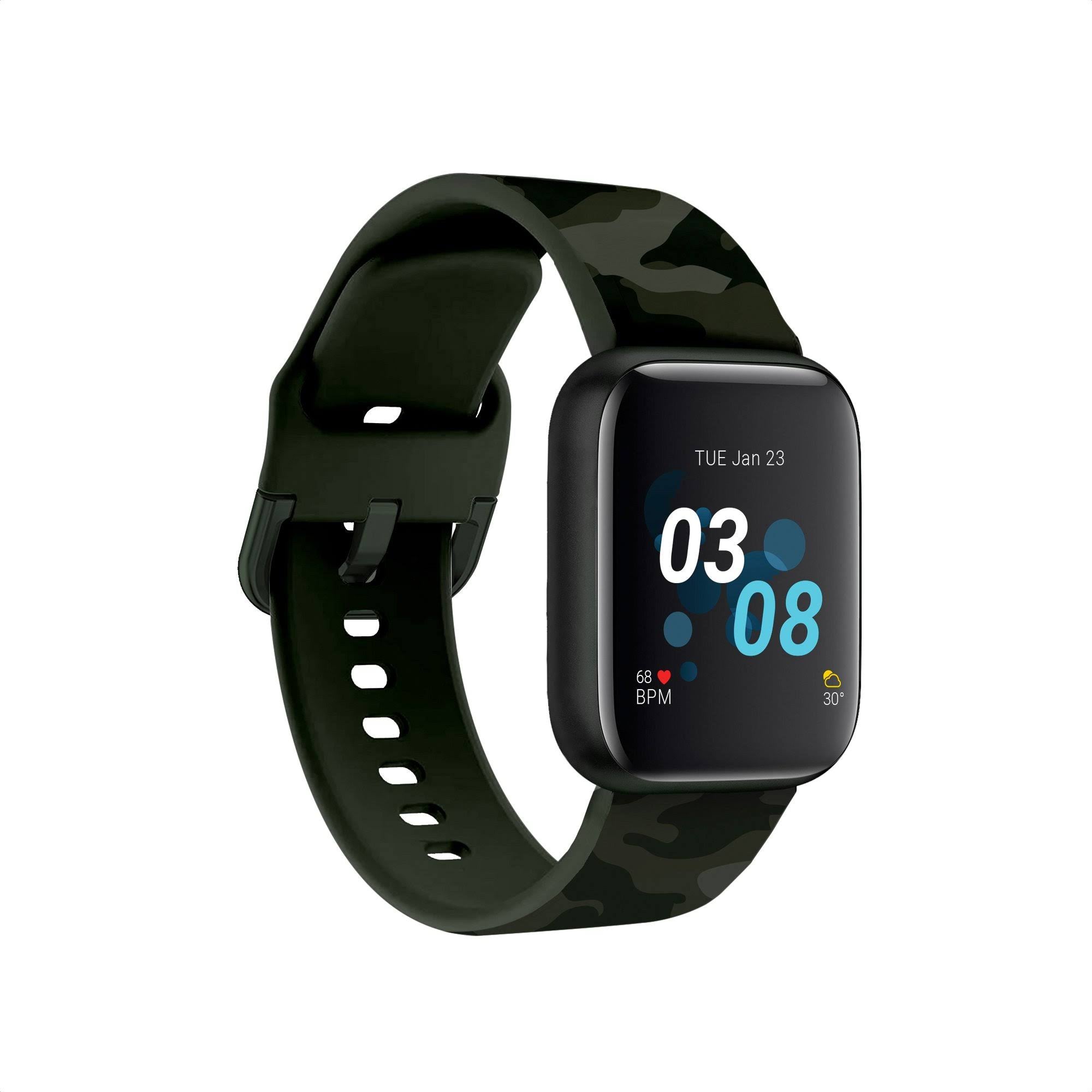 Black Case with Green Camouflage Strap Smartwatch R2003