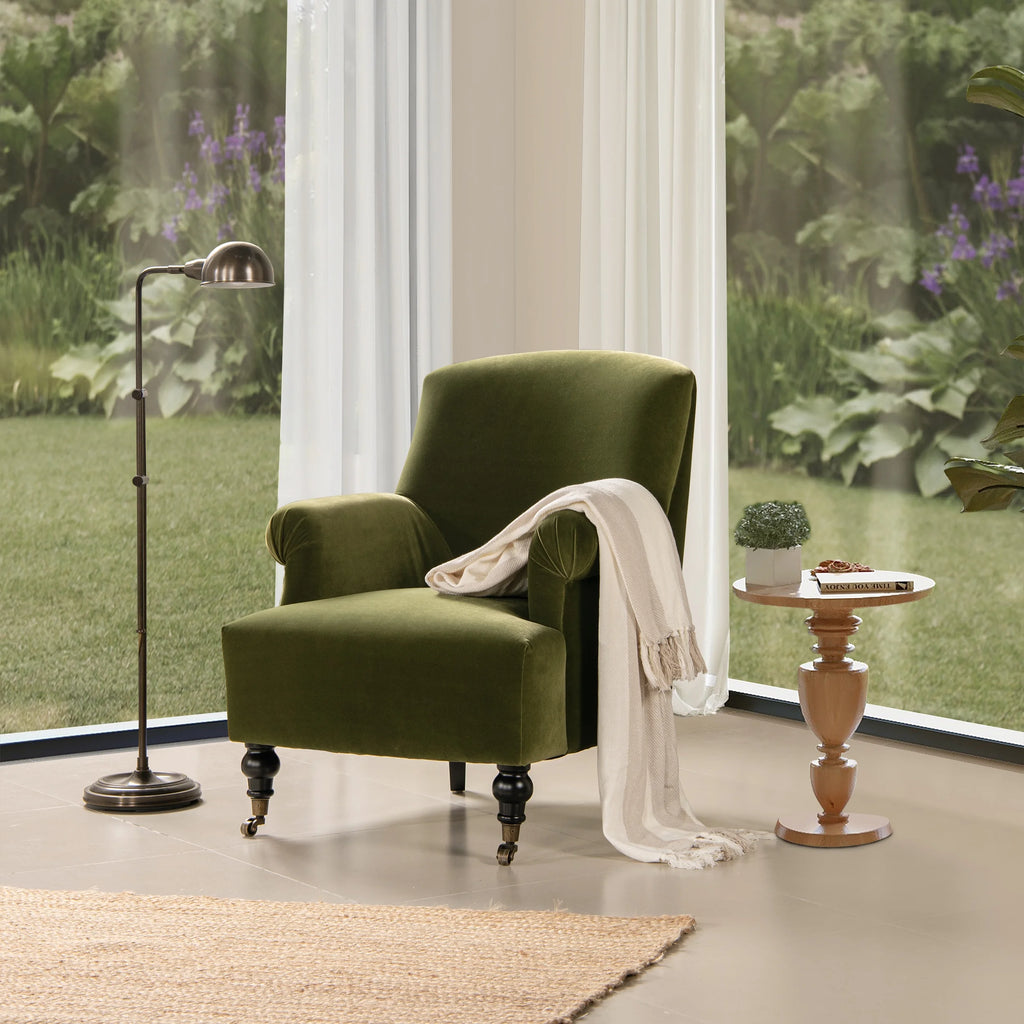 Olive Green Performance Velvet Accent Armchair F564