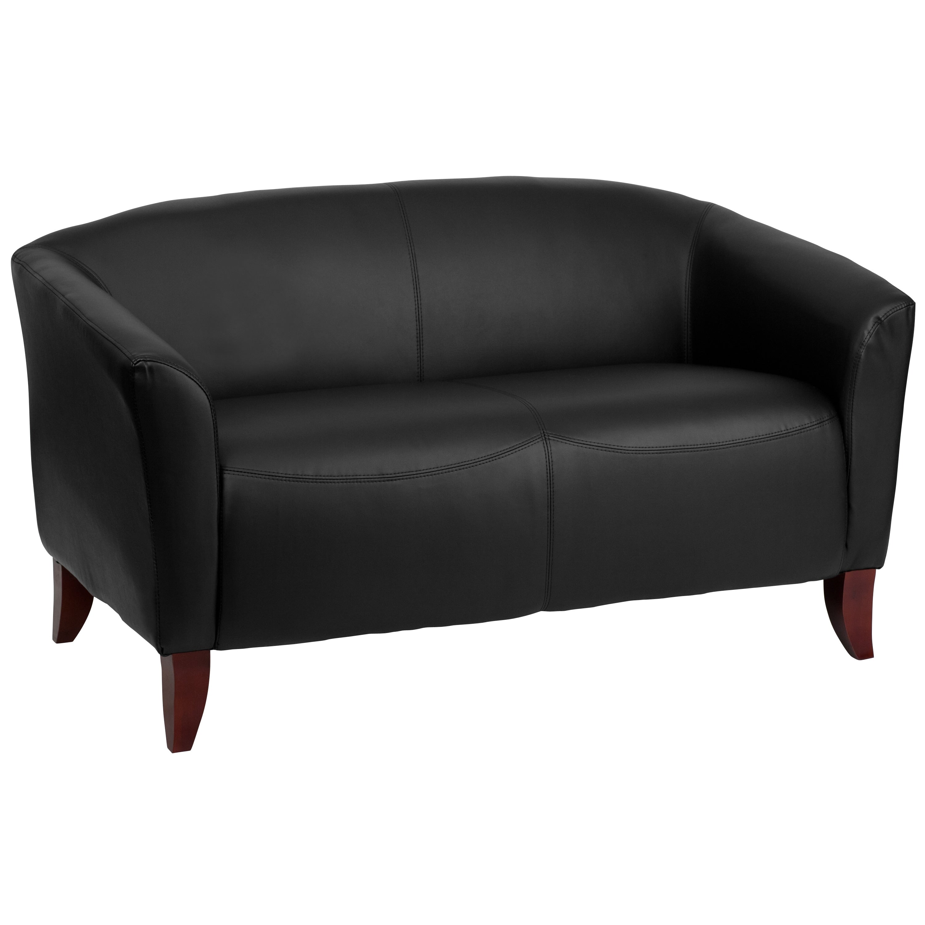 Black LeatherSoft Loveseat with Wood Feet H65591