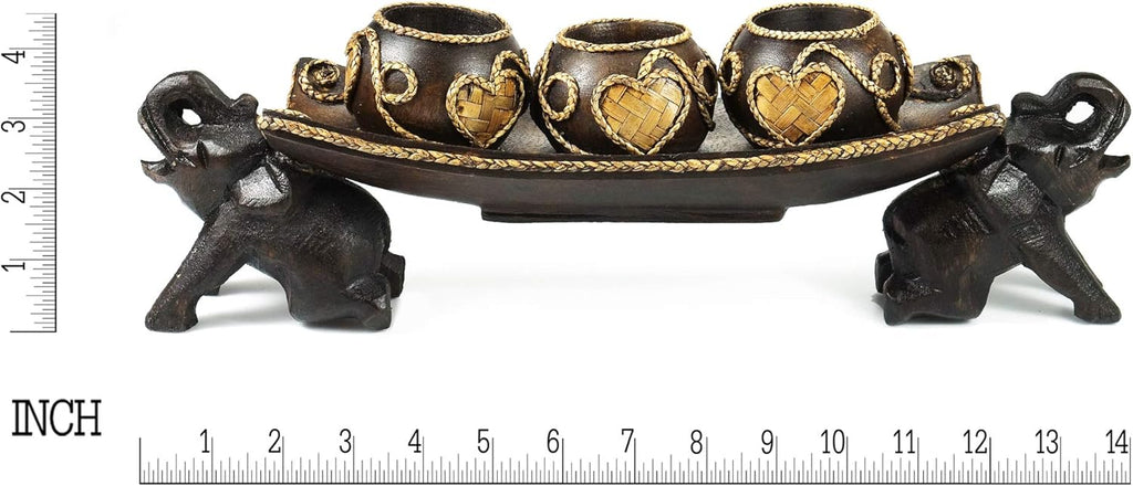 Carved Rain Tree Wooden Candle Holder Pack of 2 J77959