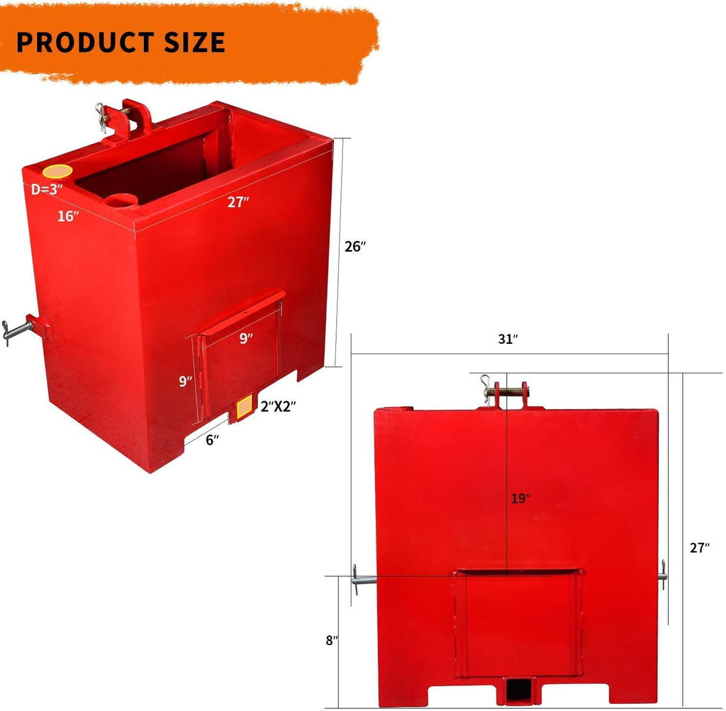Ballast Box 3 Point Category 1 Tractor Attachment F68710