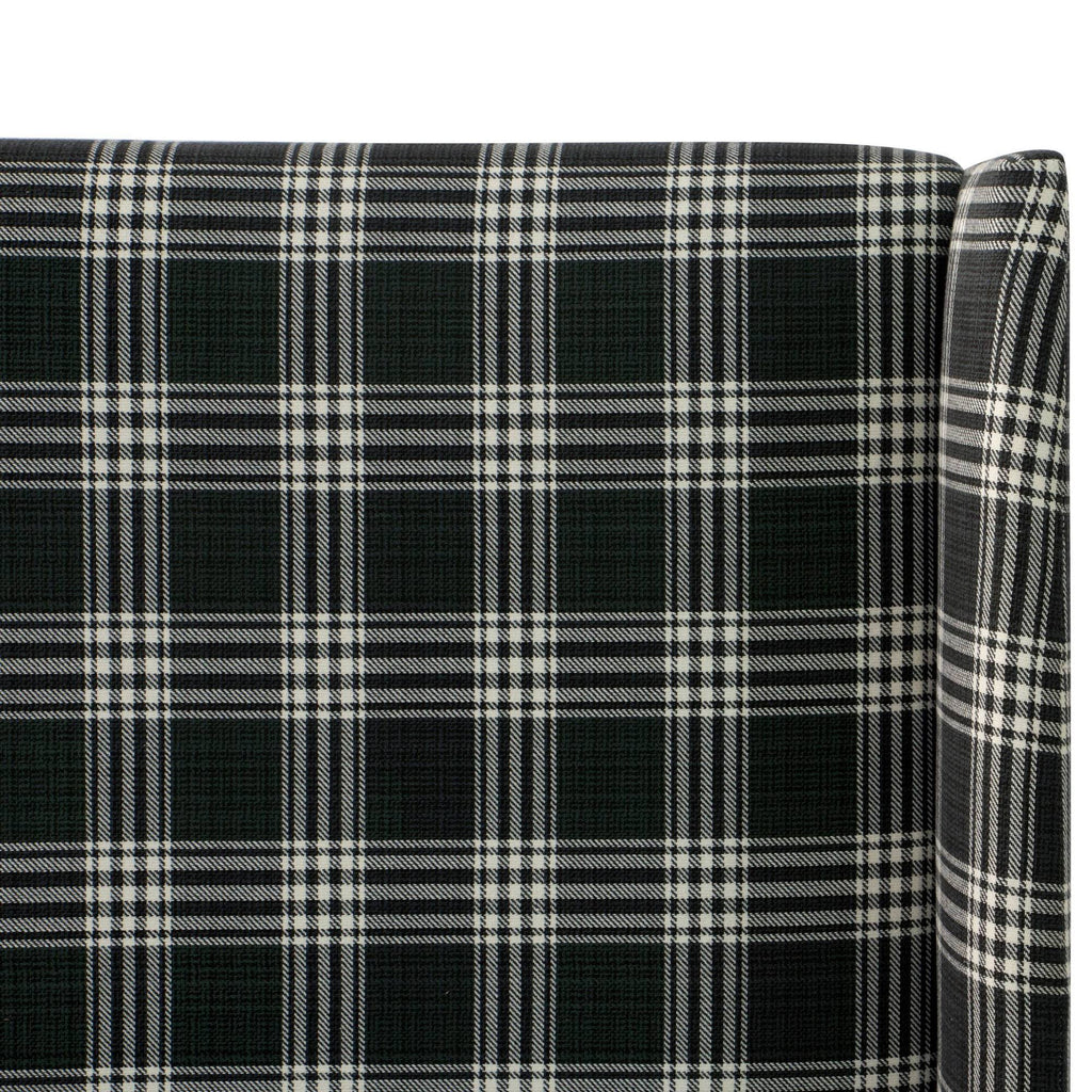Twin Wingback Headboard Barnegat Plaid Black Sea C16888