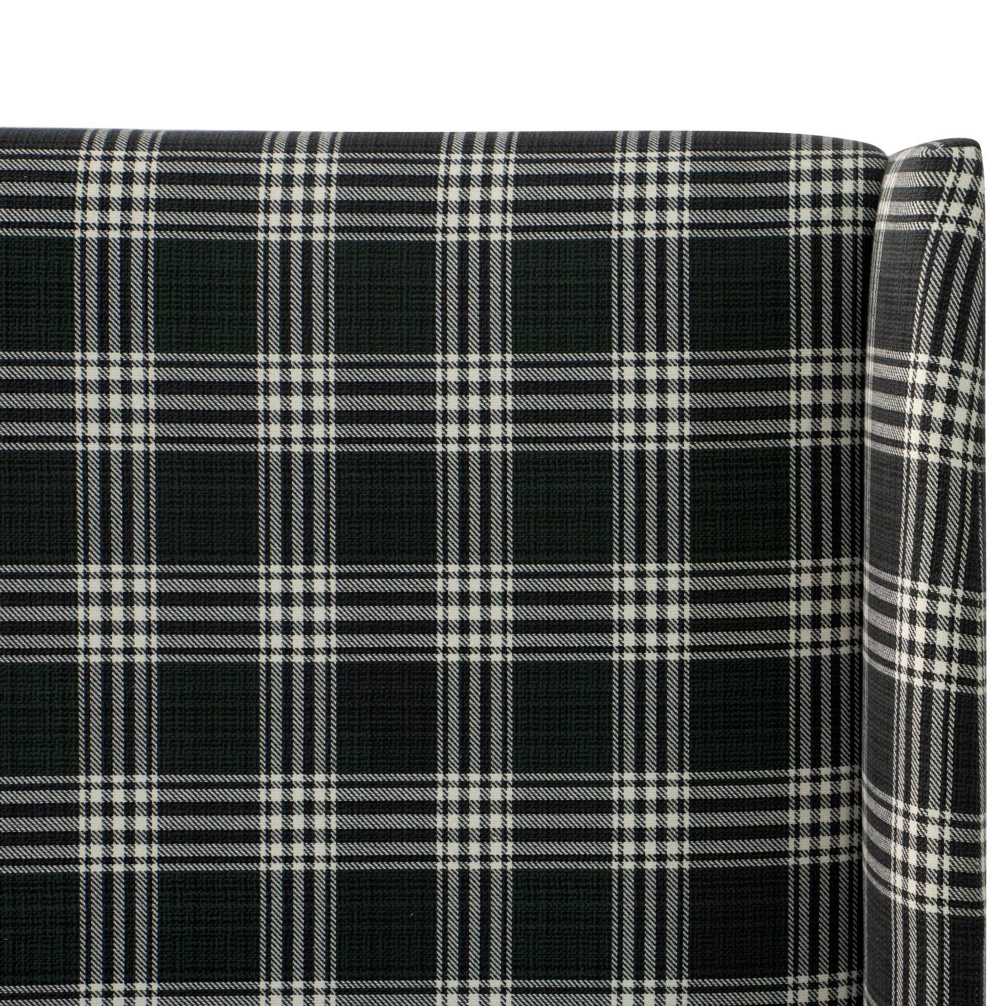 Twin Wingback Headboard Barnegat Plaid Black Sea C16888