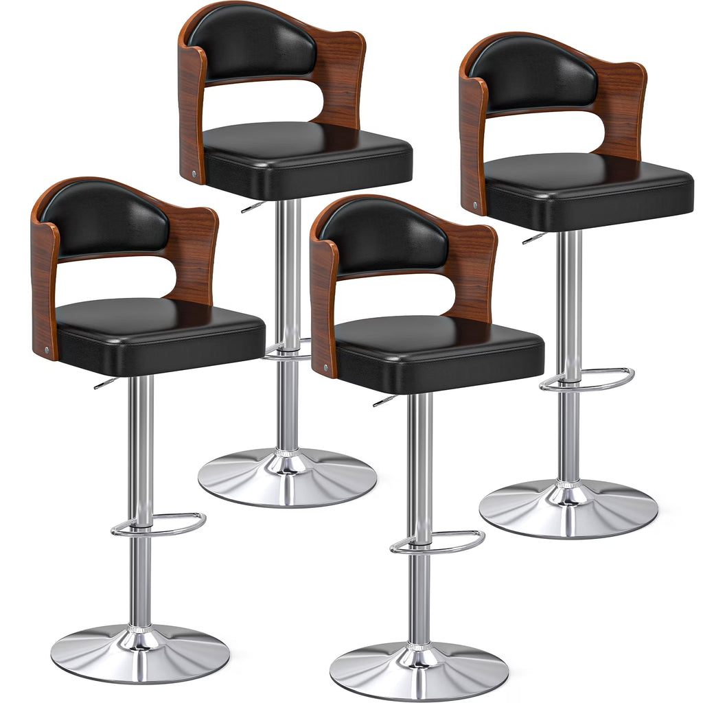Set of 4 Adjustable PU Leather Swivel Bar Stools S55948