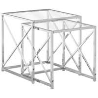 20 x 20 inch Chrome and Clear Nesting Table 2-Piece Set M79361