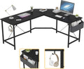 Black L Shaped Computer Corner Desk with Storage C972488