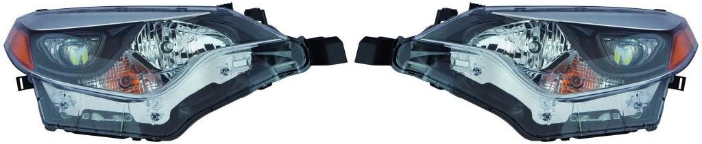 Black Housing Headlight Assembly Pair with Bulbs K8280