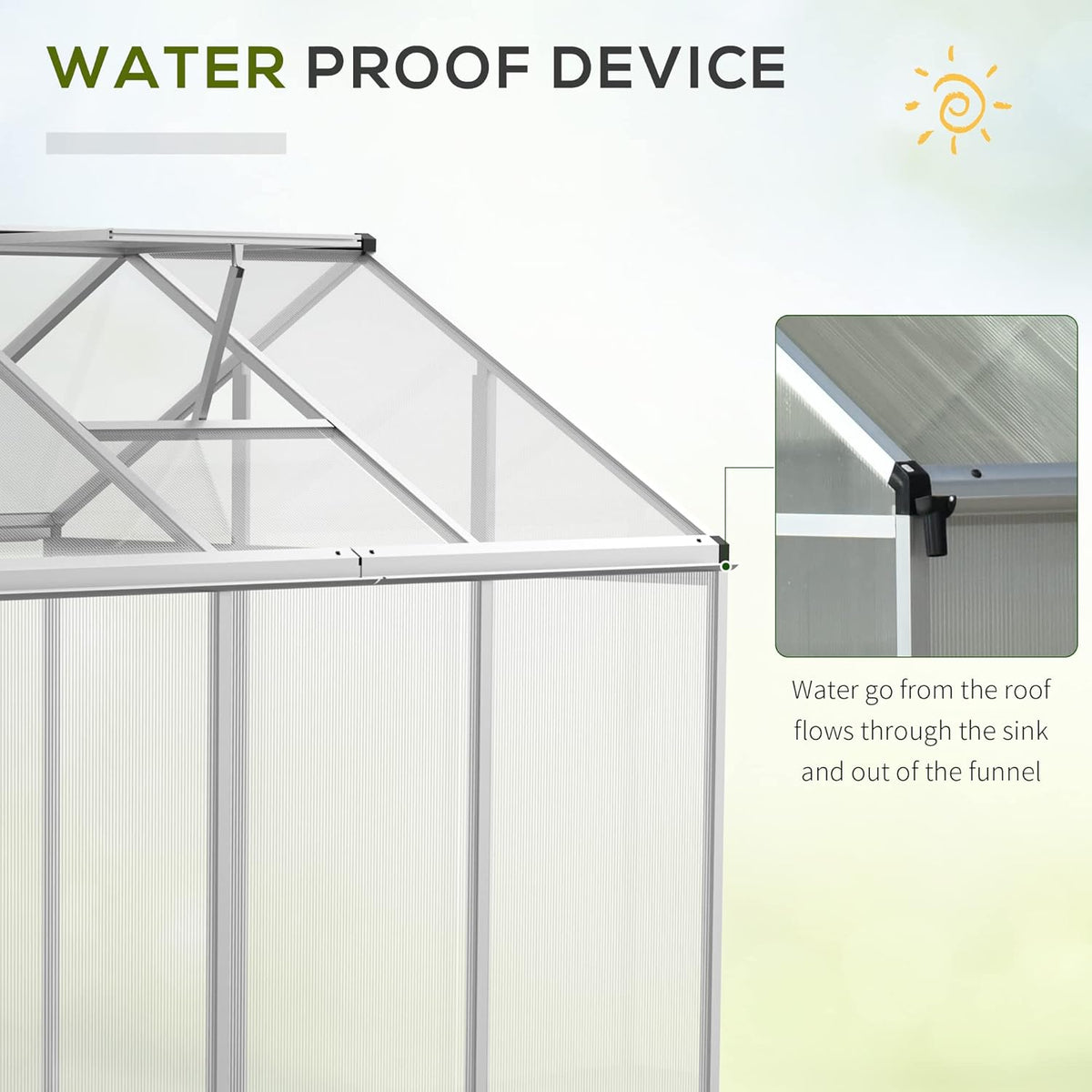 Walk-in Polycarbonate Greenhouse with Roof Vent M60791