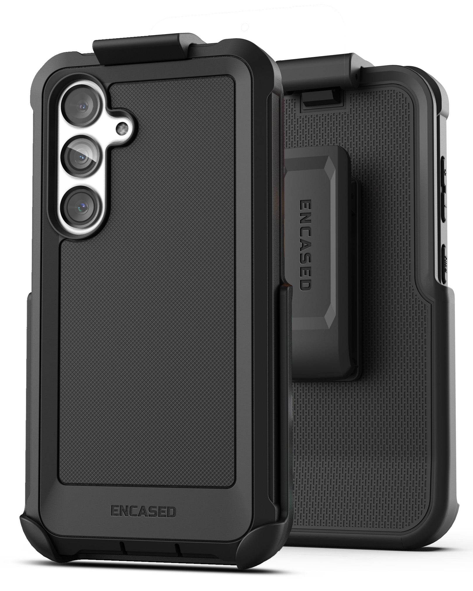 Falcon Belt Case with Holster Clip and Tempered Glass Screen Protector (Black) E16822
