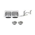 Stainless Steel 33 in. 4-Hole 50/50 Double Bowl Kitchen Sink with Faucet G615