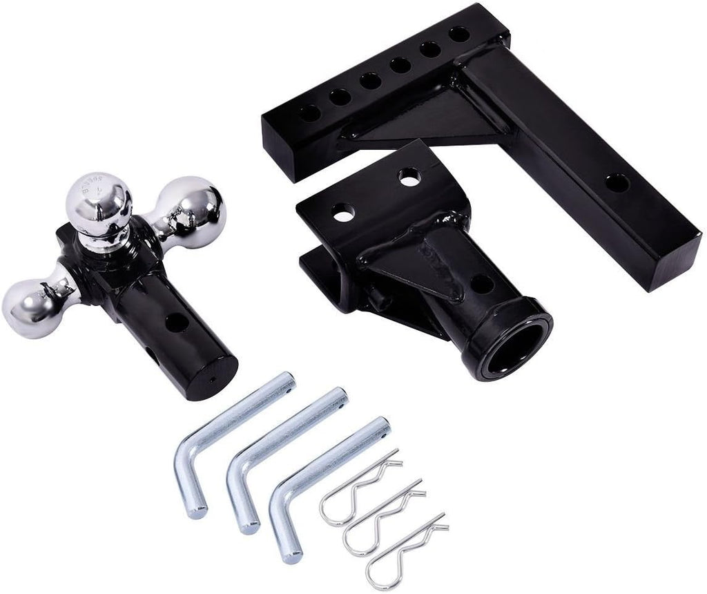 Triple Ball Swivel Adjustable Drop Turn Trailer Tow Hitch Mount for 2" Receiver A157134