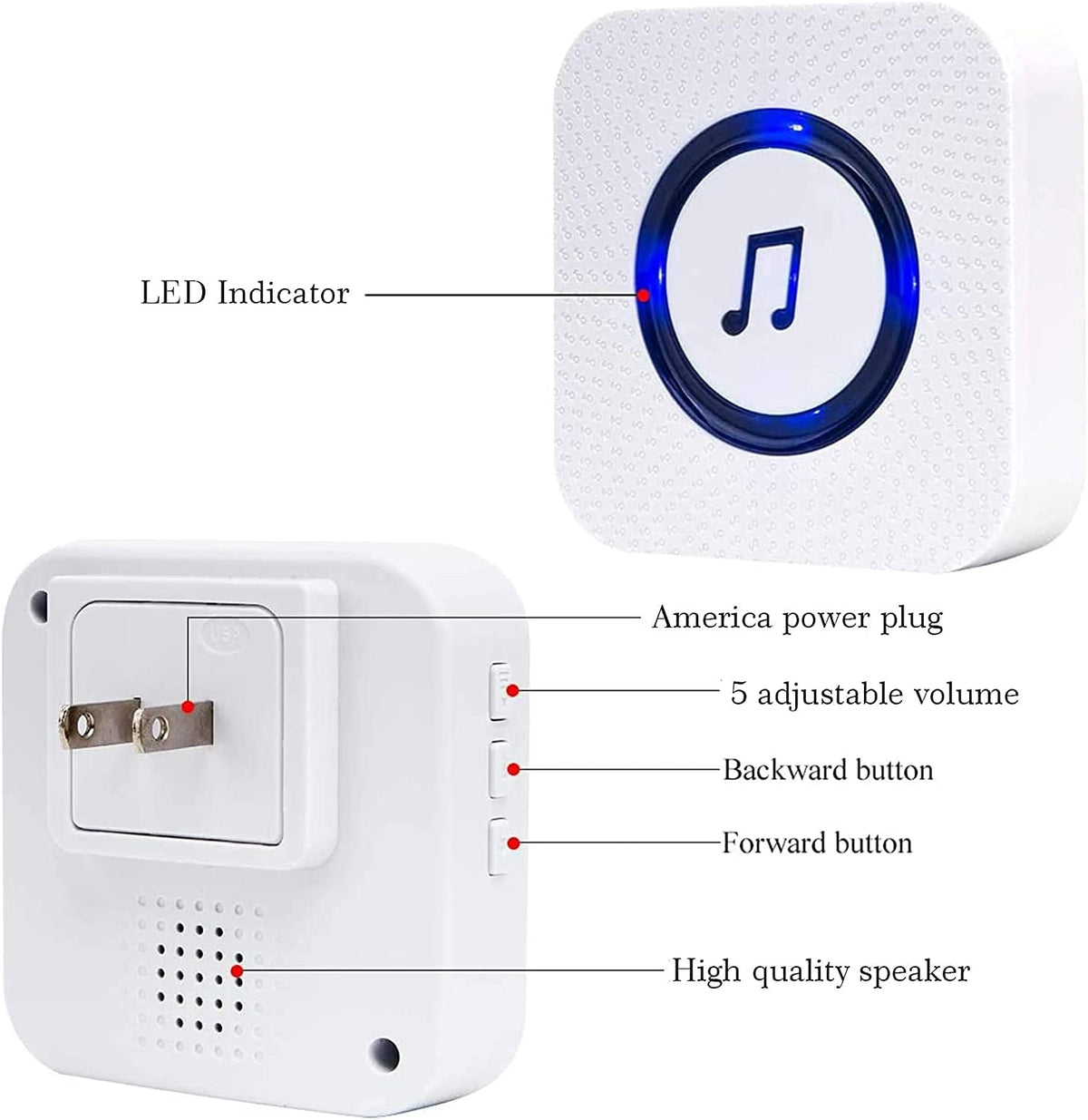 Wireless Door Open Chime with 55 Chimes 5 Adjustable Volume Mute Mode, 3 Receiver 3 Magnetic Door Window Sensor, Pack of 2 G898001
