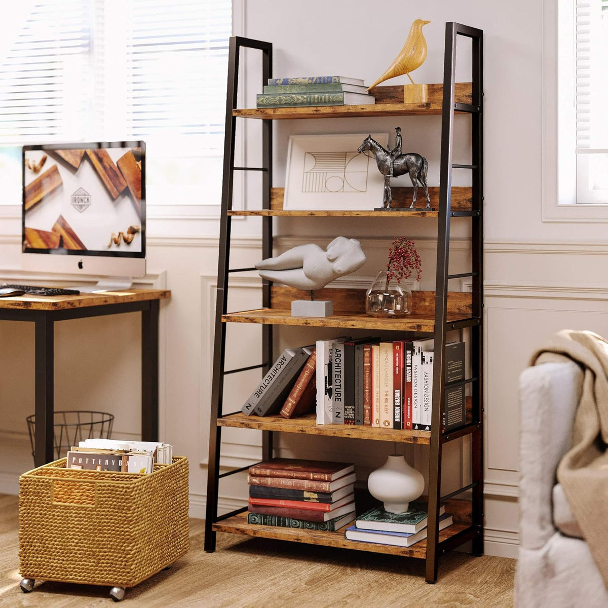 Rustic Brown 4 Tier Ladder Shelf G896404