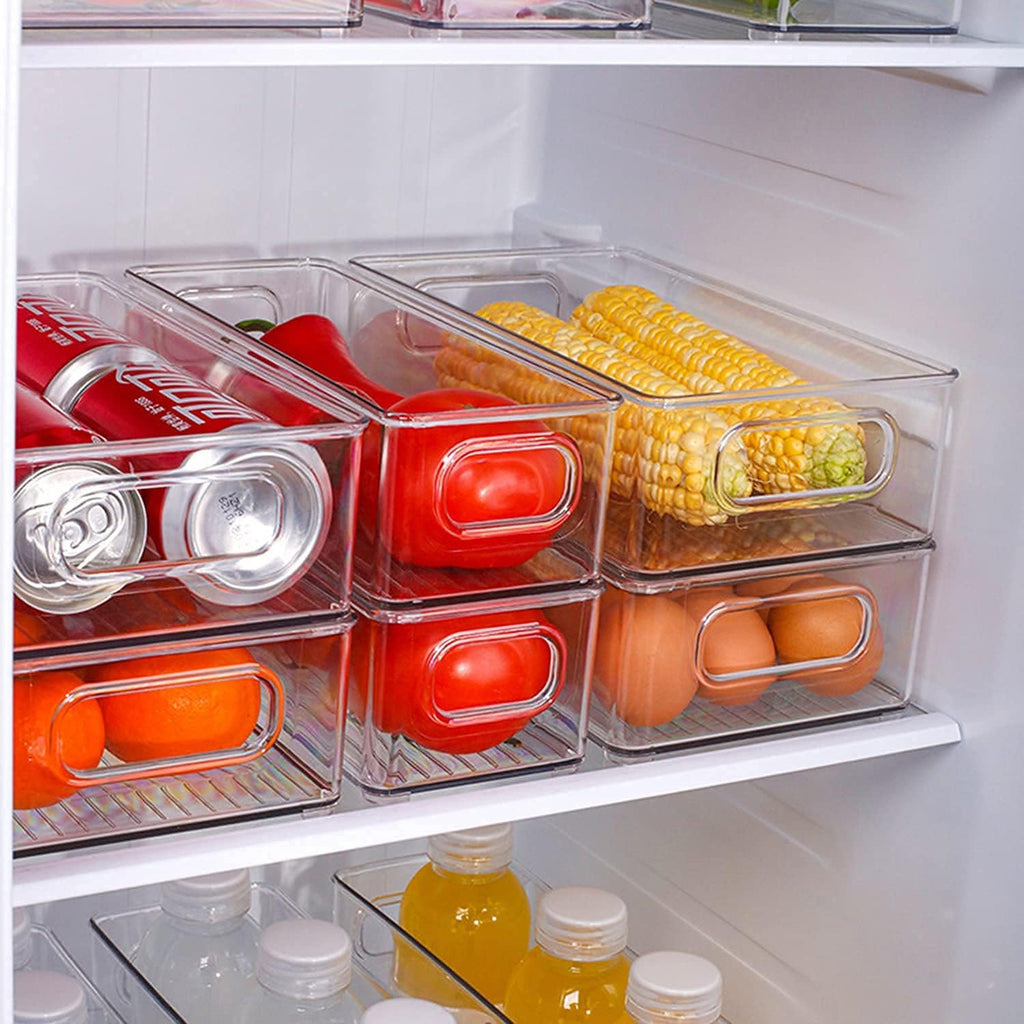 Clear Stackable Fridge Organizer Bins, Set of 6 X813581