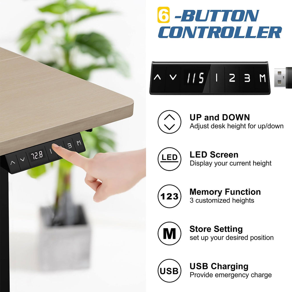 Black Height Adjustable Electric Standing Desk with Splice Board L816