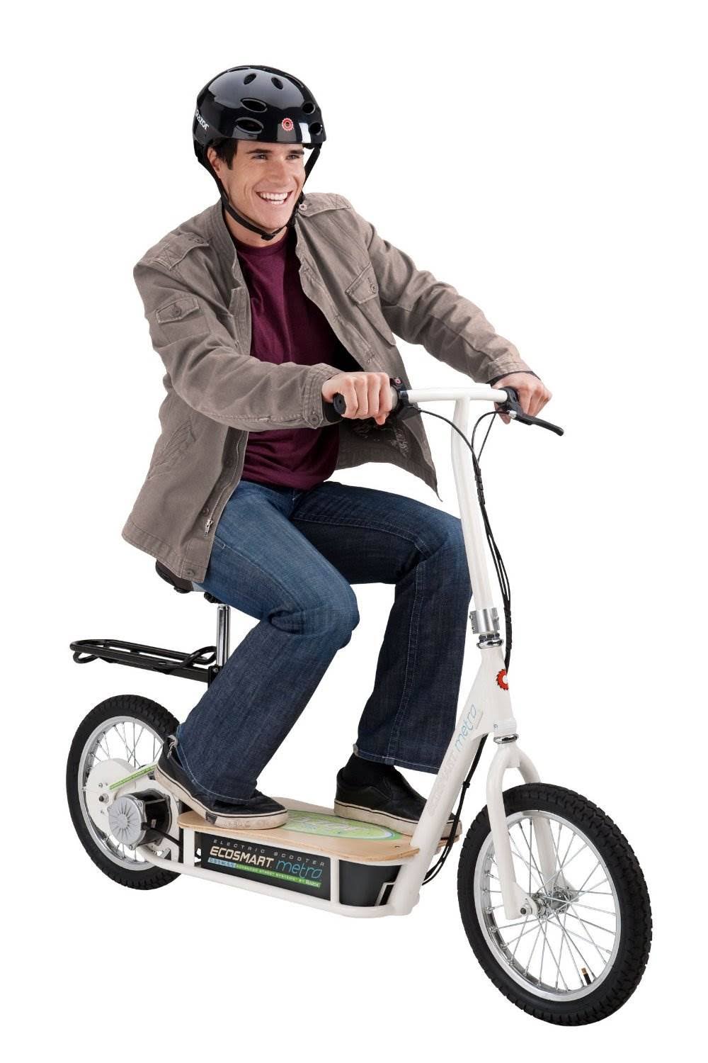 Green Electric Scooter with Seat and Rack P435788