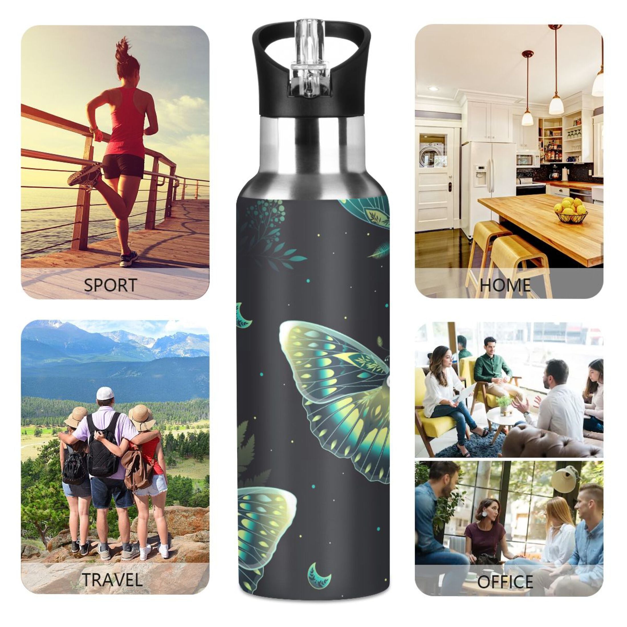 20 OZ Stainless Steel Vacuum Insulated Water Bottle with Straw Lid R1380