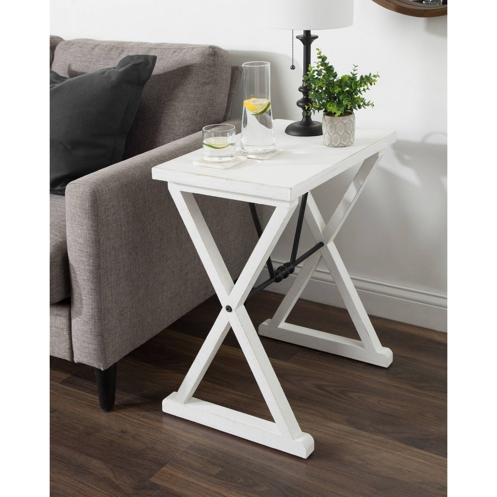 White Wood and Metal Side Table N37161