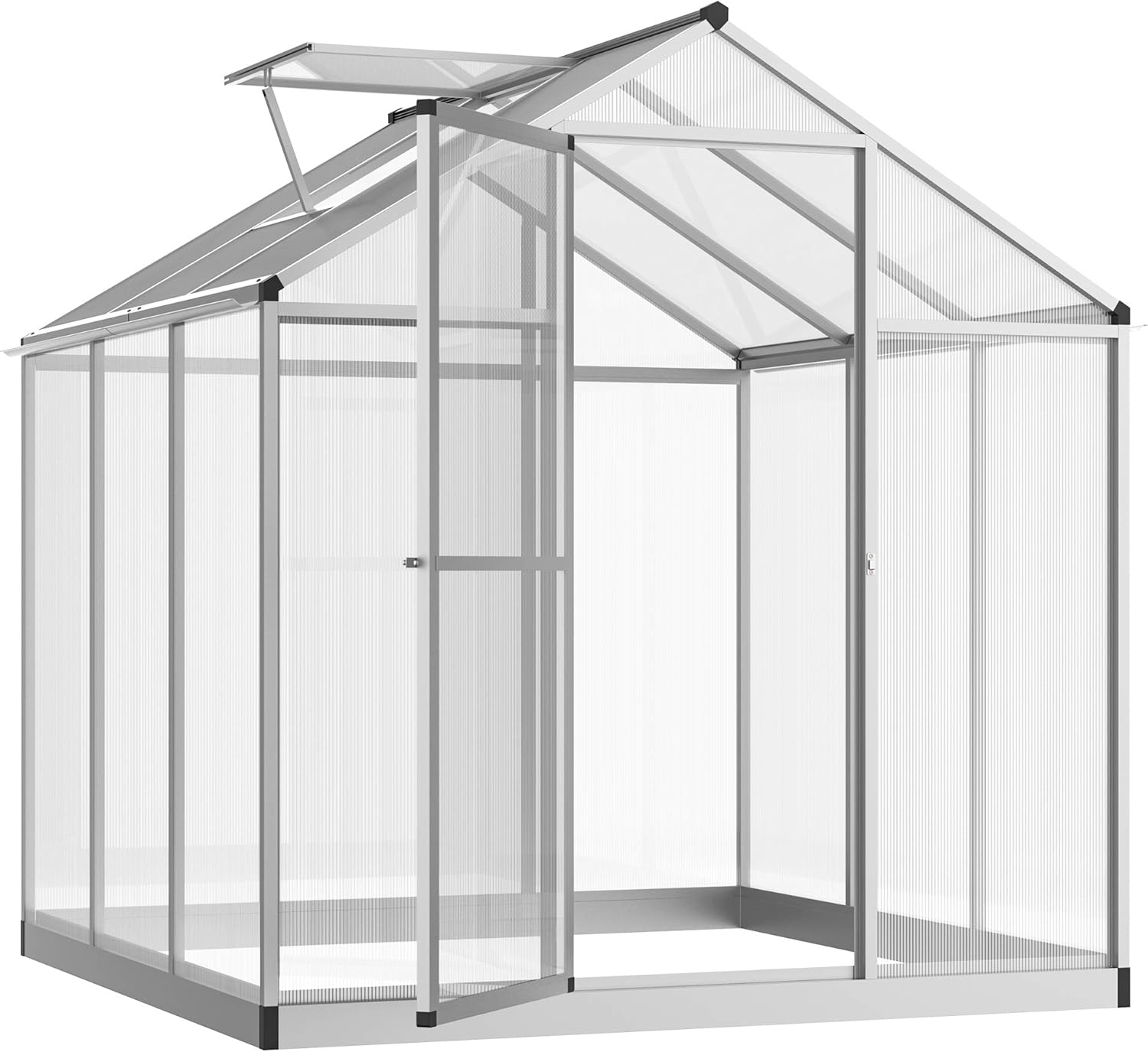 Walk-in Polycarbonate Greenhouse with Roof Vent M60791