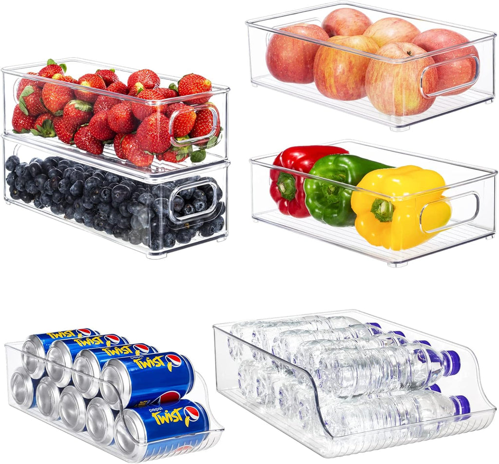 Clear Stackable Fridge Organizer Bins, Set of 6 X813581