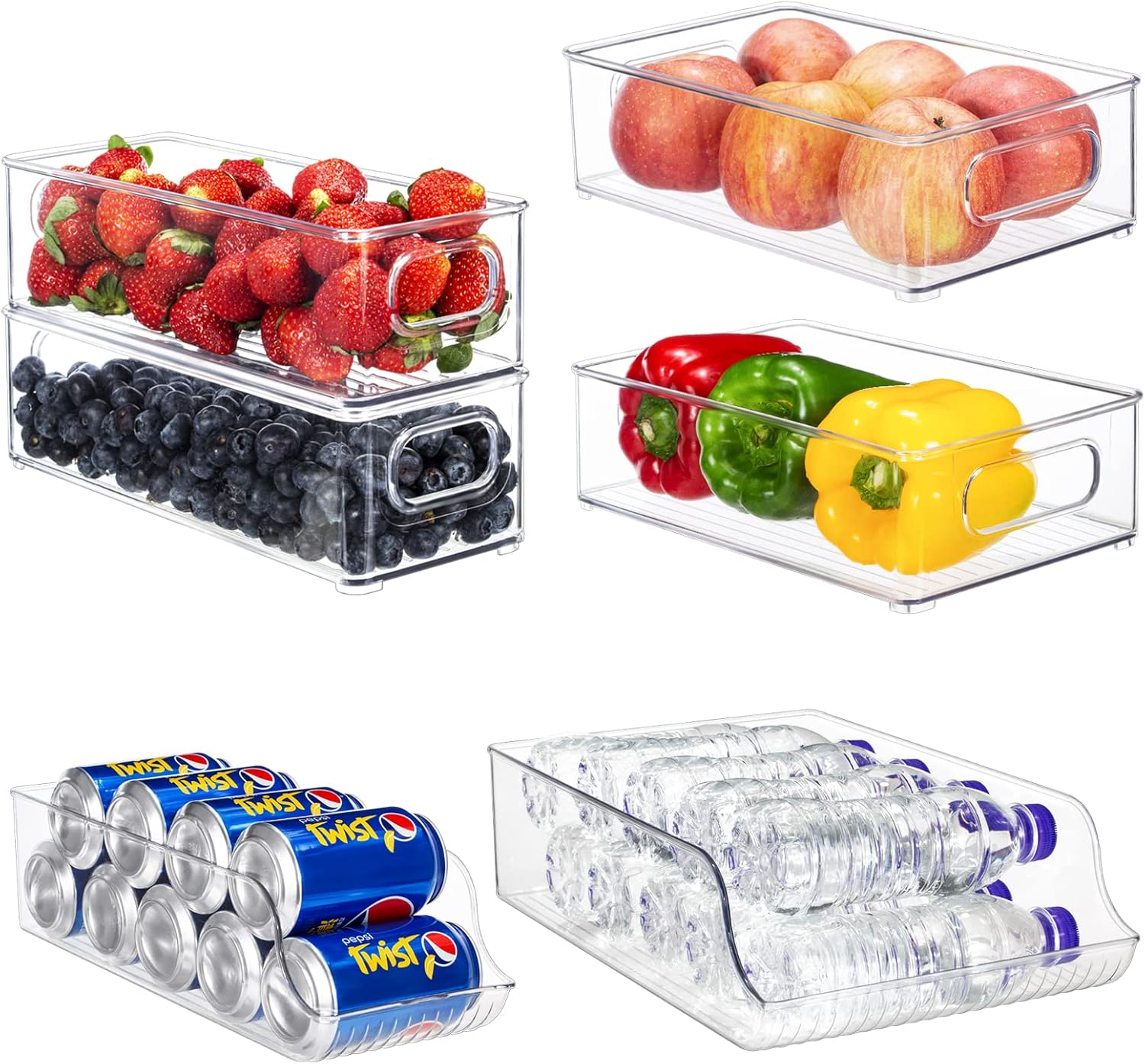Clear Stackable Fridge Organizer Bins, Set of 6 X813581