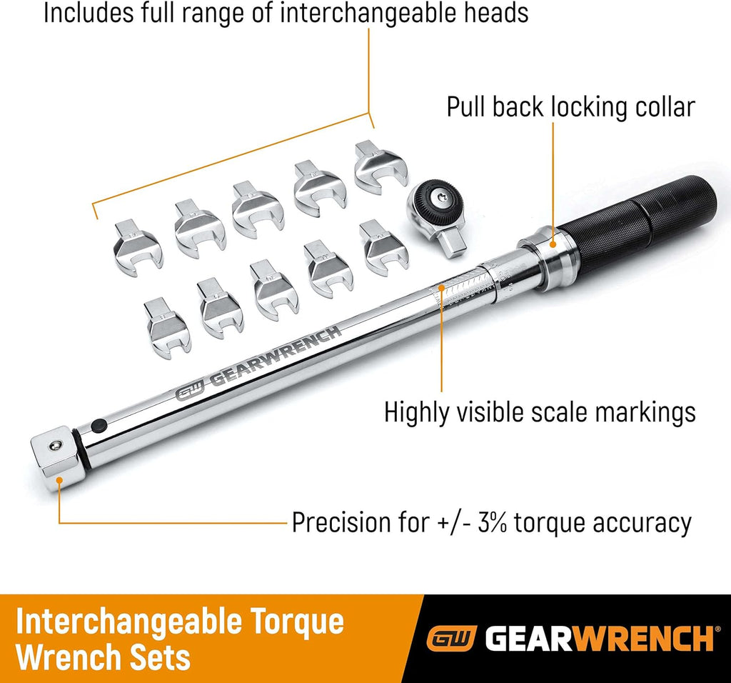 12 Pc. 1/4" Drive Metric Interchangeable Torque Wrench Set D8479