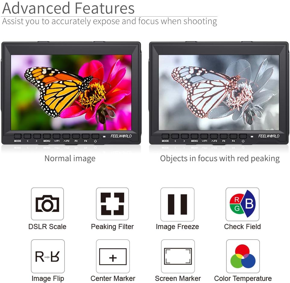 7 Inch 1280x800 IPS 4K HDMI Camera Field Monitor with Sunshade K92612