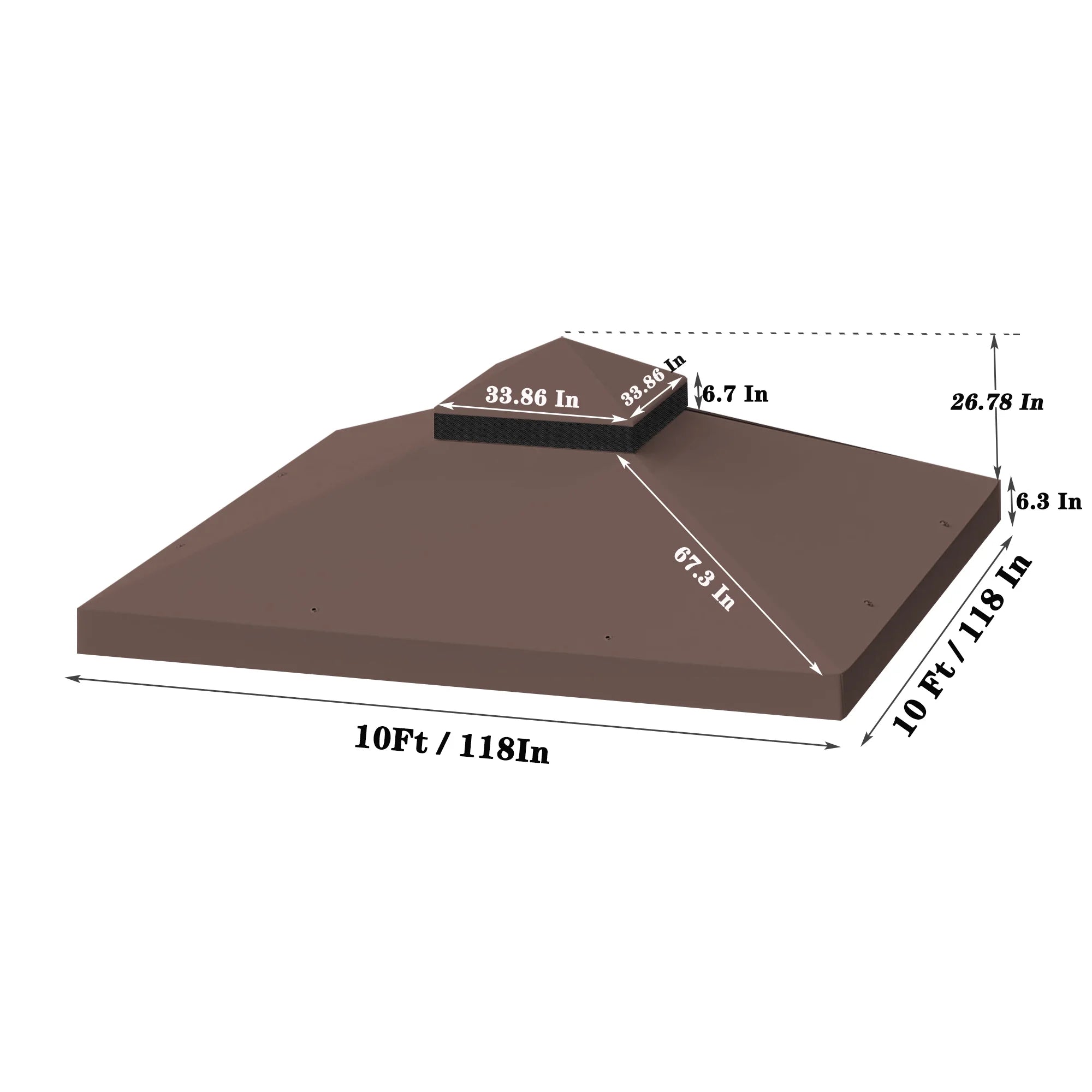 10x10 Ft Double Tiered Gazebo Replacement Canopy U71714