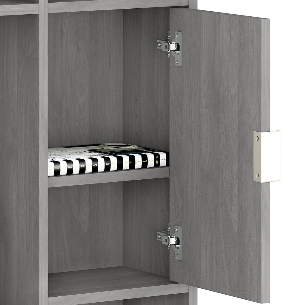 Modern Gray L-Shaped Desk with Hutch M46199