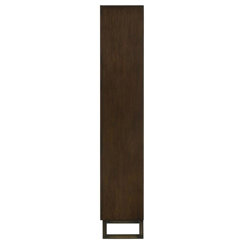 4-shelf Wood Bookcase Dark Walnut and Gunmetal T63178