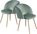 Green Velvet Side Chair with Armrest, Metal Legs, Set of 2 Z142