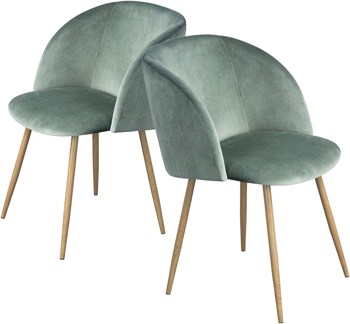 Green Velvet Side Chair with Armrest, Metal Legs, Set of 2 Z142