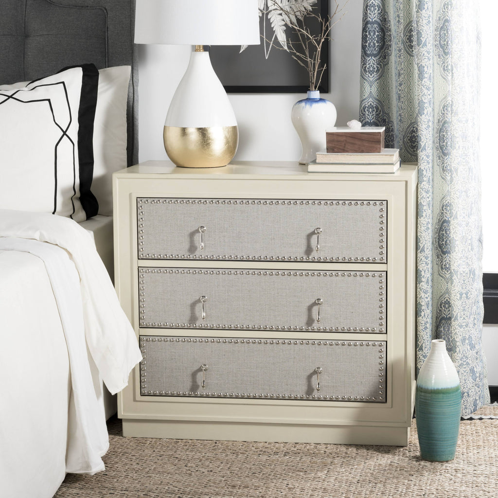 Beige Light Grey 3-Drawer Chest Q362