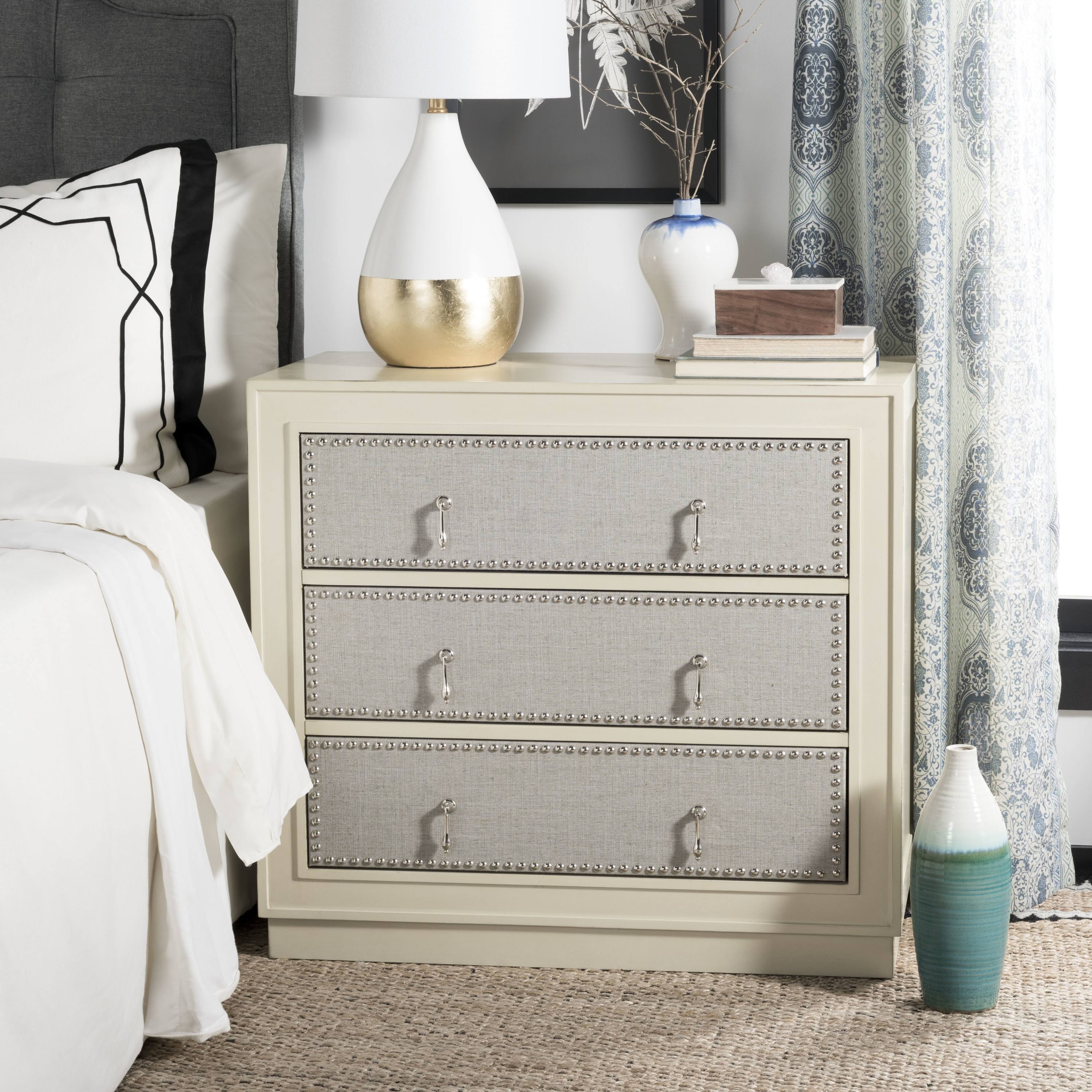 Beige Light Grey 3-Drawer Chest Q362