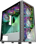 White Mid-Tower ATX PC Case with 6pcs 120mm ARGB Fans, 2 Tempered Glass Panels, USB 3.0 S8497
