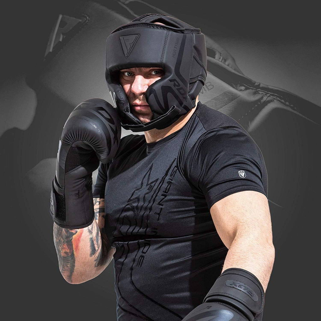 Black Padded Boxing Headgear V17632
