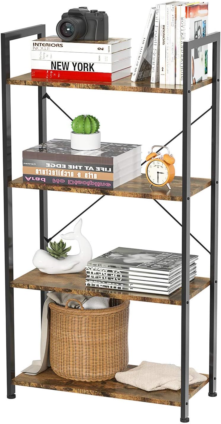 Rustic Brown 5 Tier Wooden and Metal Bookshelf C80106