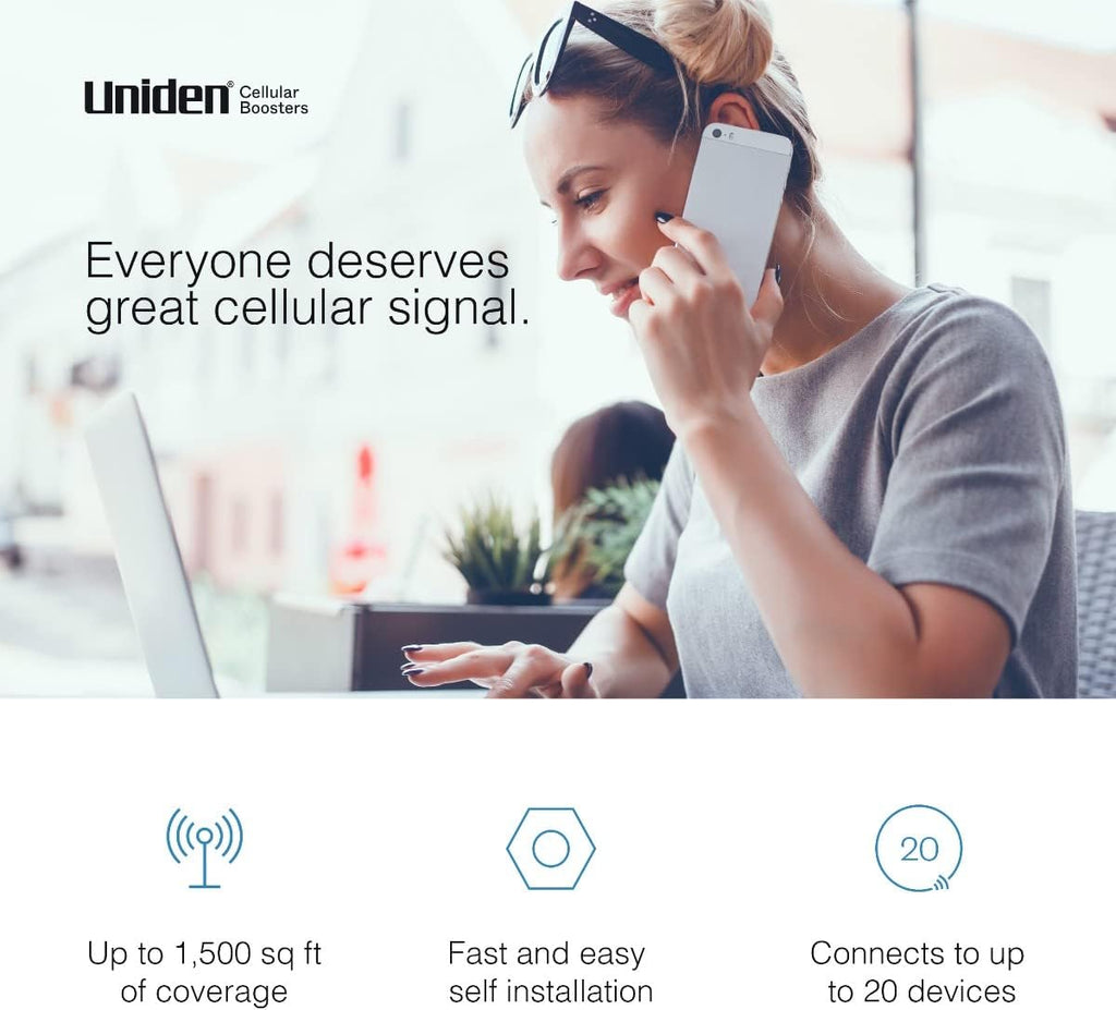 Cell Phone Signal Booster with Omni Whip Antenna, 5G Ready, Up to 1,500 sq ft X151