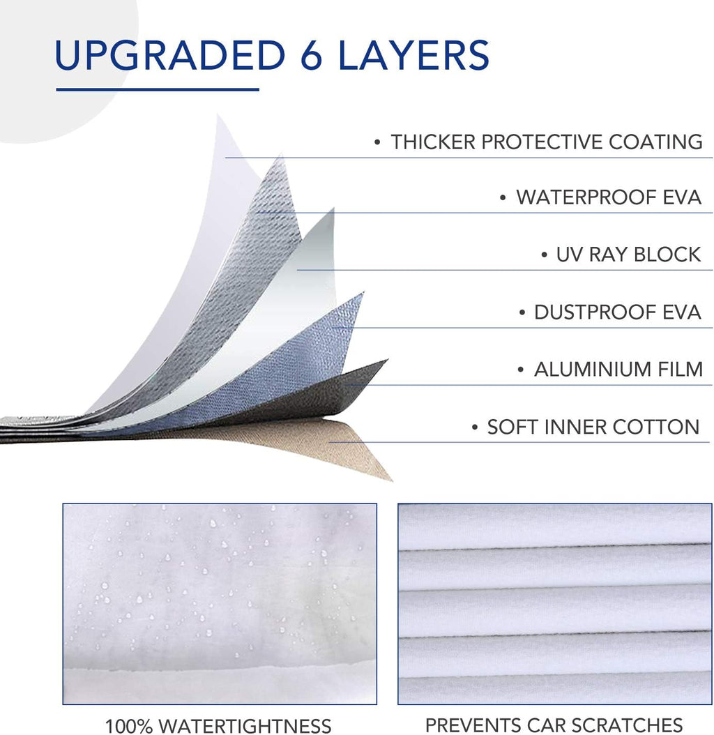 Universal 6 Layers Waterproof Car Cover with Zipper Door Pack of 2 S4534