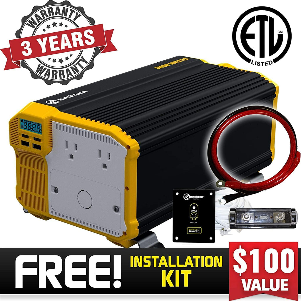 3000 Watts Power Inverter 12V to 110V Modified Sine Wave Dual AC Outlets Hardwire Kit L77742