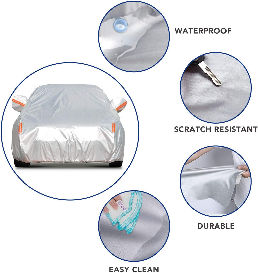 Universal 6 Layers Waterproof Car Cover with Zipper Door Pack of 2 S4534