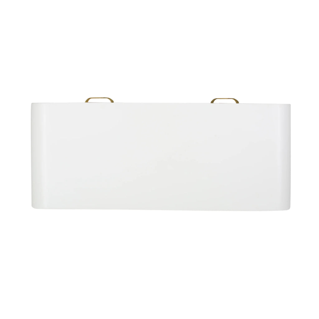 White and Champagne Gold Faux Wood Vanity Table Q616965