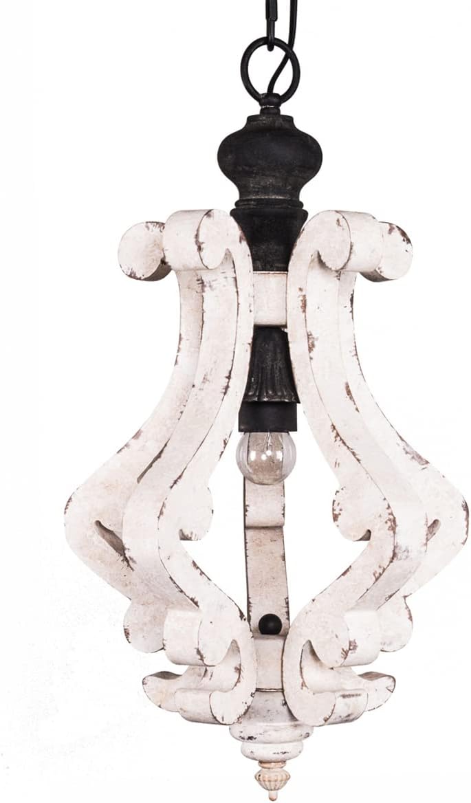 6-Light Rustic Farmhouse Wood Chandelier D7802