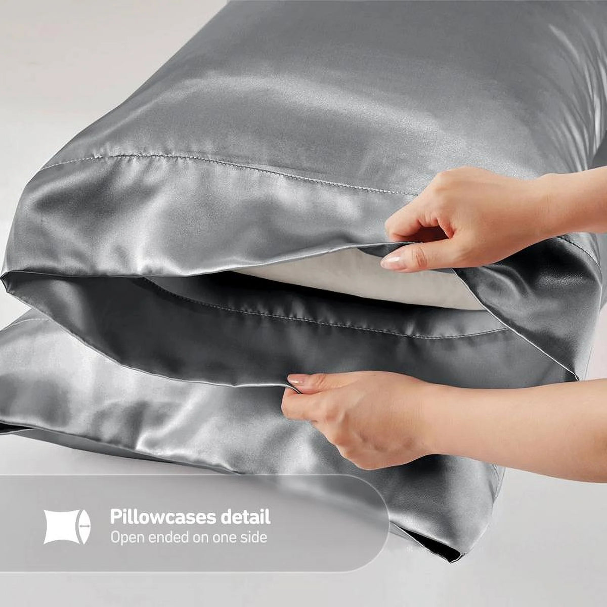 6 Piece Satin Sheet Set with Flat Sheet, Fitted Sheet, 4 Pillowcases D49832